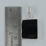 Raw Uncut Black Tourmaline Silver Pendant