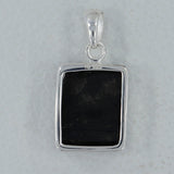 Raw Uncut Black Tourmaline Silver Pendant