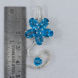 Swiss Blue Topaz Flower Pendant in 925 Sterling Silver