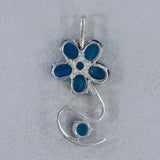 Swiss Blue Topaz Flower Pendant in 925 Sterling Silver