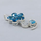 Swiss Blue Topaz Flower Pendant in 925 Sterling Silver