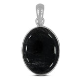 Black Rutilated Quartz Silver Pendant