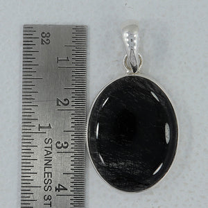 Black Rutilated Quartz Silver Pendants