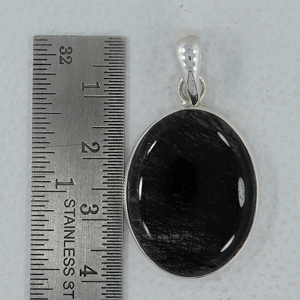 Black Rutilated Quartz Silver Pendants