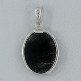 Black Rutilated Quartz Silver Pendant