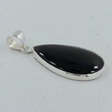 Black Onyx Cab Silver Handmade Pendant