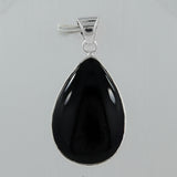 Black Onyx Cab Silver Handmade Pendant