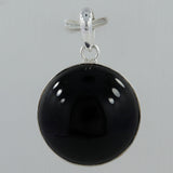 Black Onyx Cab Silver Handmade Pendant