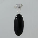 Black Onyx Cab Silver Handmade Pendant