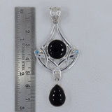 Natural Black Onyx Silver Pendant