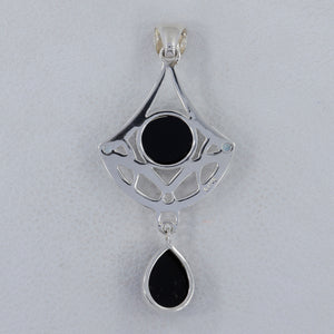 Natural Black Onyx Silver Pendants