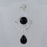 Natural Black Onyx Silver Pendant