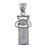 Rainbow Moonstone Silver Fine Pendant