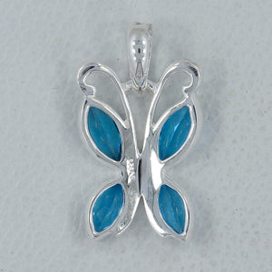 925 Silver Blue Topaz Butterfly Pendants