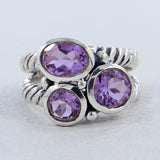 Blue Topaz, Amethyst, Peridot Multi Stone Silver Band Ring