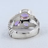 Blue Topaz, Amethyst, Peridot Multi Stone Silver Band Ring