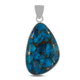 Blue Copper Turquoise Silver Pendant