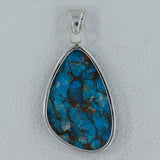 Blue Copper Turquoise Silver Pendant