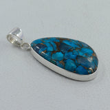 Blue Copper Turquoise Silver Pendant