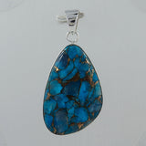 Blue Copper Turquoise Silver Pendant