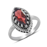 Natural Marquise Garnet Silver Ring