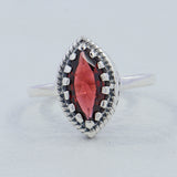 Natural Marquise Garnet Silver Ring