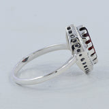 Natural Marquise Garnet Silver Ring