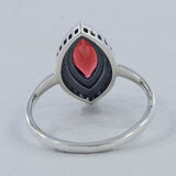 Natural Marquise Garnet Silver Ring