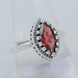 Natural Marquise Garnet Silver Ring