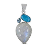 Rainbow Moonstone Silver Pendant