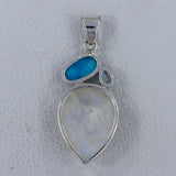 925 Sterling Silver Rainbow Moonstone Pendant