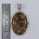 Rainforest Jasper Gemstone Silver Pendant