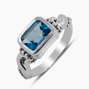 Blue Topaz Silver Rings