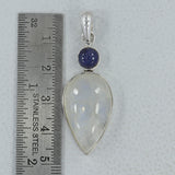 Rainbow Moonstone, Blue Topaz Gemstone Pendant 925 Sterling Silver