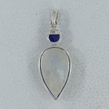 Rainbow Moonstone, Blue Topaz Gemstone Pendant 925 Sterling Silver