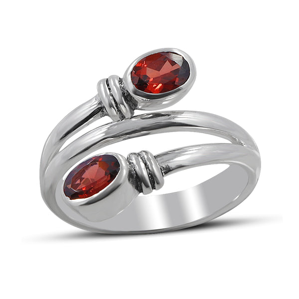 Natural Garnet Silver Rings