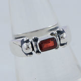 Garnet Gemstone Silver Ring