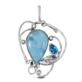 Larimar Gemstone Pendant 925 Sterling Silver