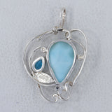 Larimar Gemstone Pendant 925 Sterling Silver