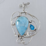 Larimar Gemstone Pendant 925 Sterling Silver