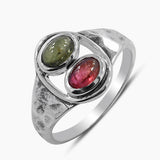 Multicolor Tourmaline Silver Rings
