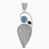 Rainbow Moonstone Silver Pendants