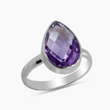 Amethyst Checker Cut Plain Rings