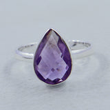 Amethyst Checkerboard Cut Plain Ring