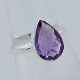 Amethyst Checkerboard Cut Plain Ring