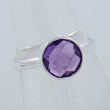 Amethyst Checkerboard Cut Plain Ring