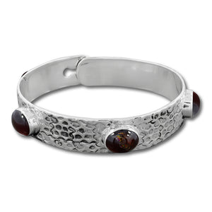 Natural Hessonite Sterling Silver Cuff Bangle Jewelry