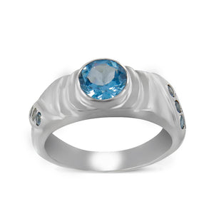 Natural Blue Topaz Silver Rings