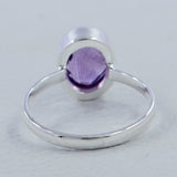 Amethyst Checkerboard Cut Plain Ring