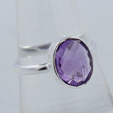 Amethyst Checkerboard Cut Plain Ring